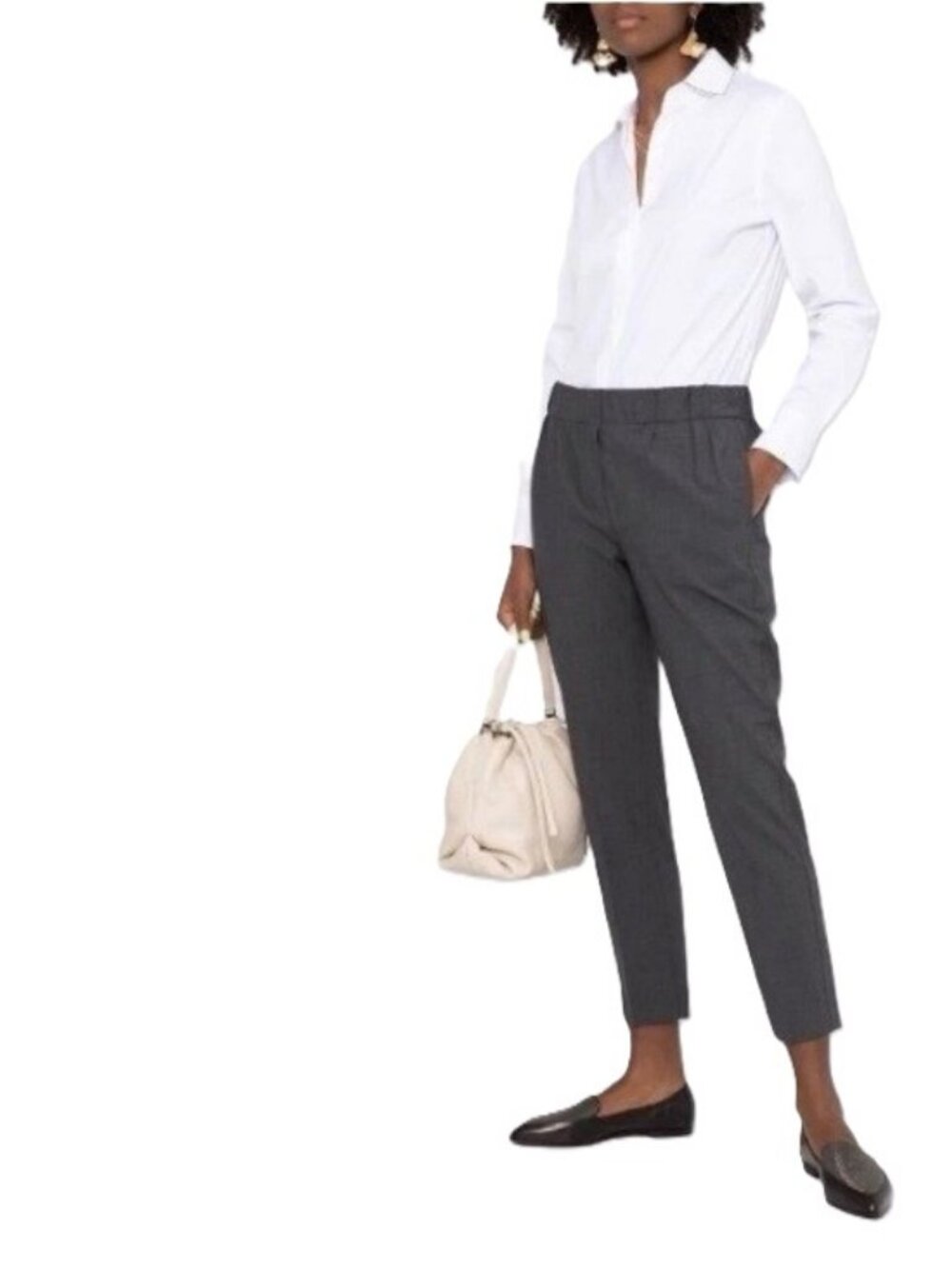 BRUNELLO CUCINELLI Monili Wool Blend Pull-On Pants US 4 Grey Made in Italy EUC